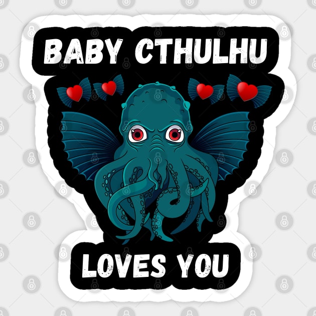 Cute Little Baby Cthulhu Loves You Design Sticker by TF Brands